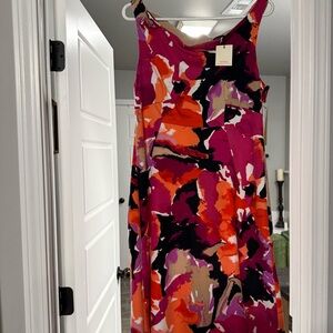 Trina Turk Pink and Orange Abstract Maxi Dress